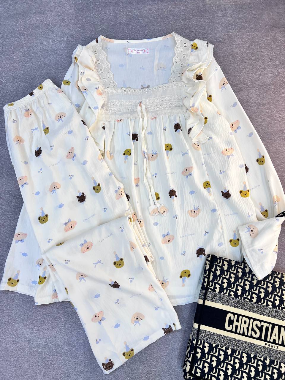 ست دو تیکه نخ موسلین آستین بلند زنانه کد 419150