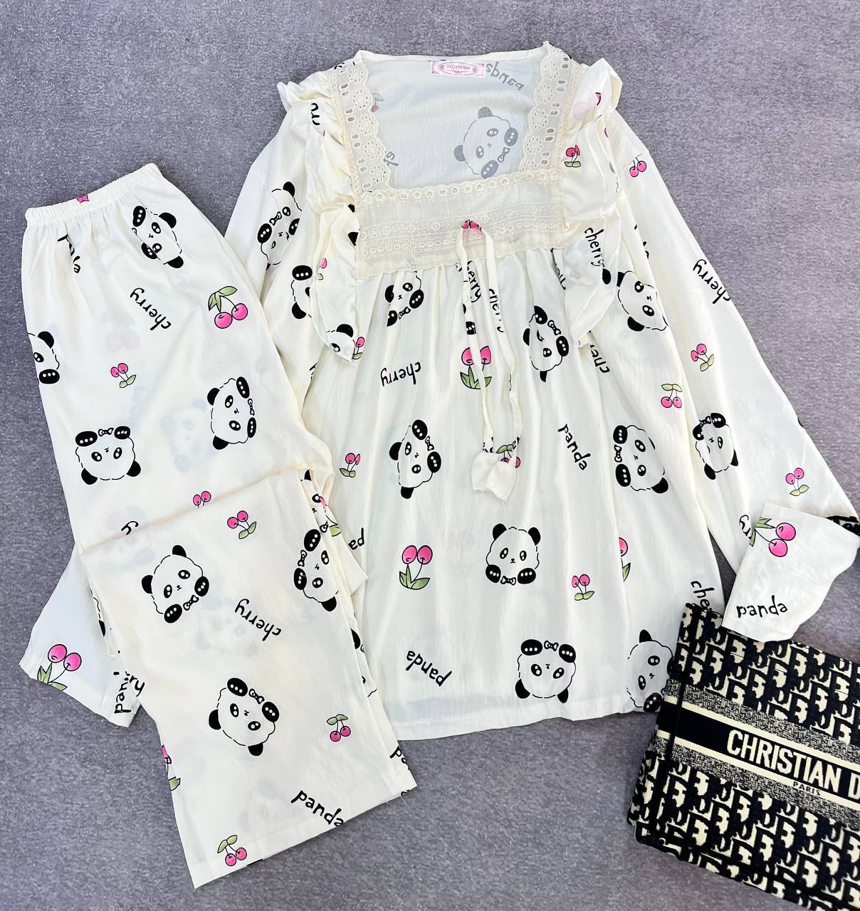 ست دو تیکه نخ موسلین آستین بلند زنانه کد 419153